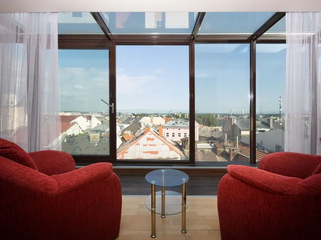 View over the rooftops of Olomouc from a room at OREA Hotel Arigone